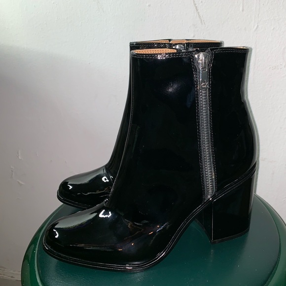 calvin klein patent leather booties